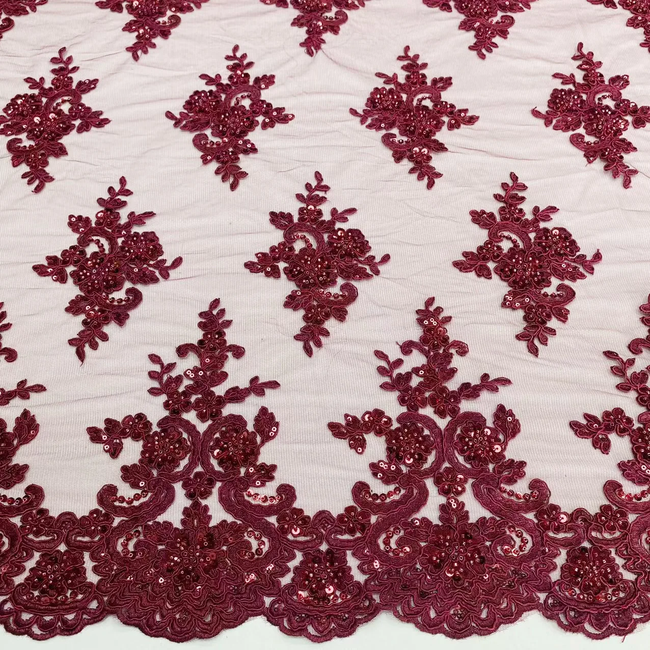 New Arrival Fashion 2025 Floral Purple Embroidery Lace Fabric Sequin Tulle Lace Embroidery Fabric for French - 图片 6