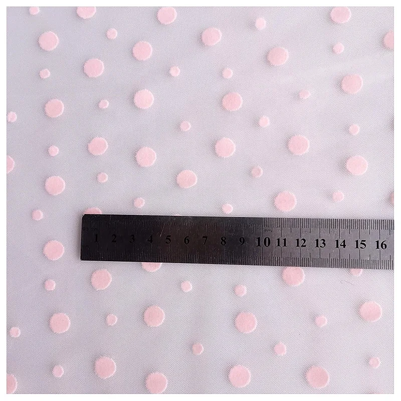 Brown Soft Swiss Dot Flocking Mesh Tulle Fabric Fashion Clothing Dress Fabric for Women - 图片 4