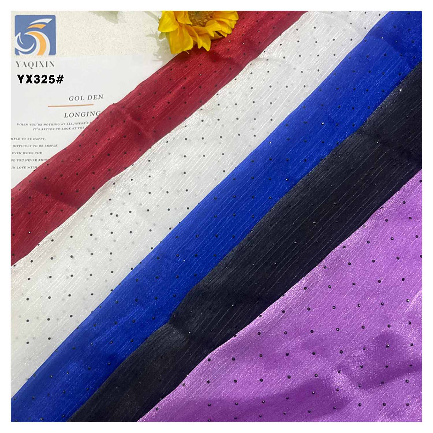 YX325 Purple Stage Costume Dresses Halloween Holiday Fabric Wrinkled Swiss Black Dot Organza Polyester Fabric - 图片 6