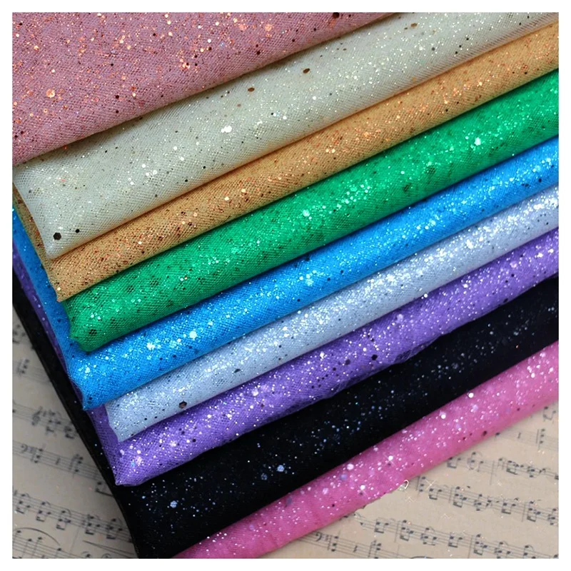 Wholesale 100% Polyester Diamond Mesh Fabric Hard Tulle Sparkly Sequin Fabric - 图片 4