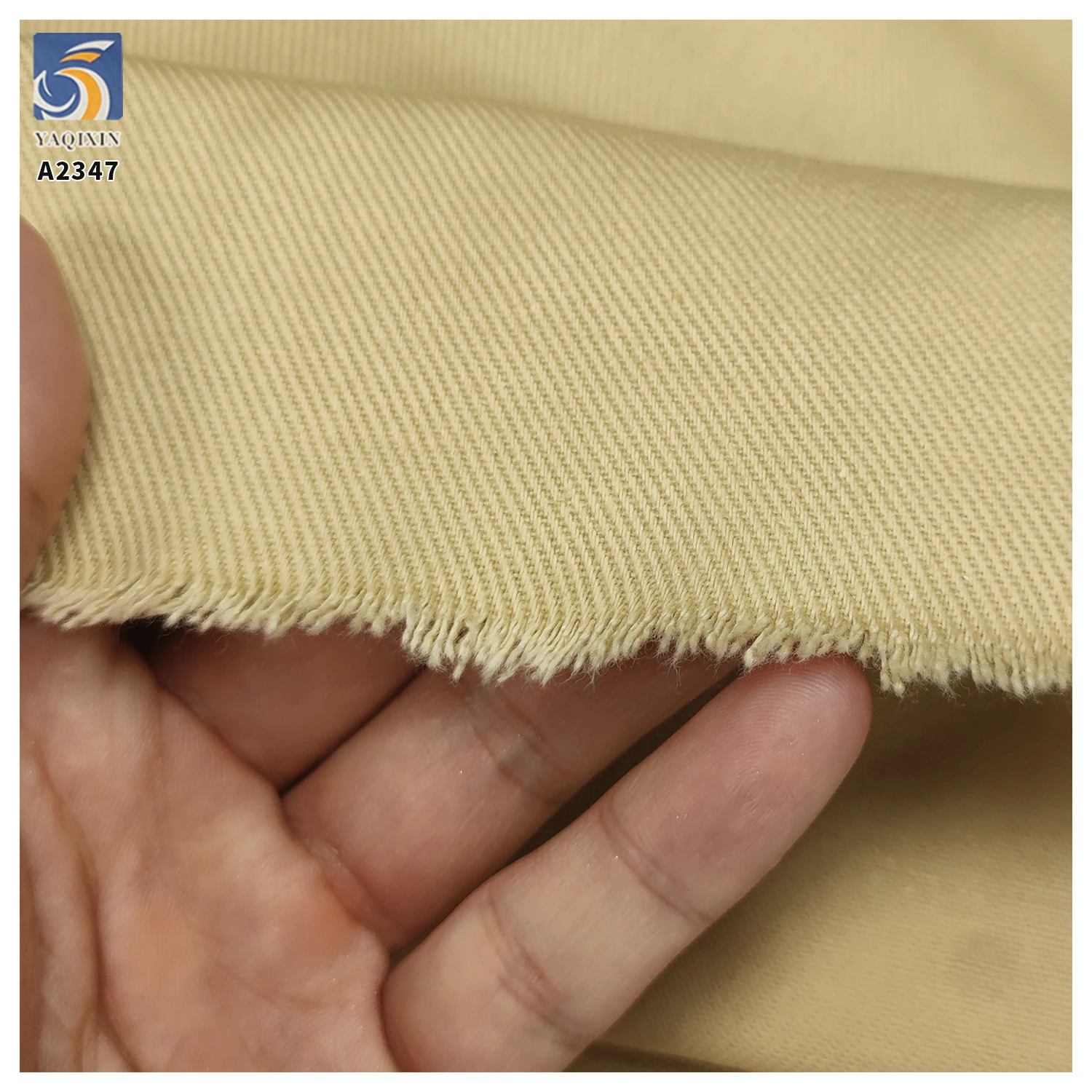 A2347 Good Quality 320gsm 7X7 100% Cotton Thick Twill Fabric Super Soft Thick Right Khaki Twill Washed Cotton Fabric - 图片 5