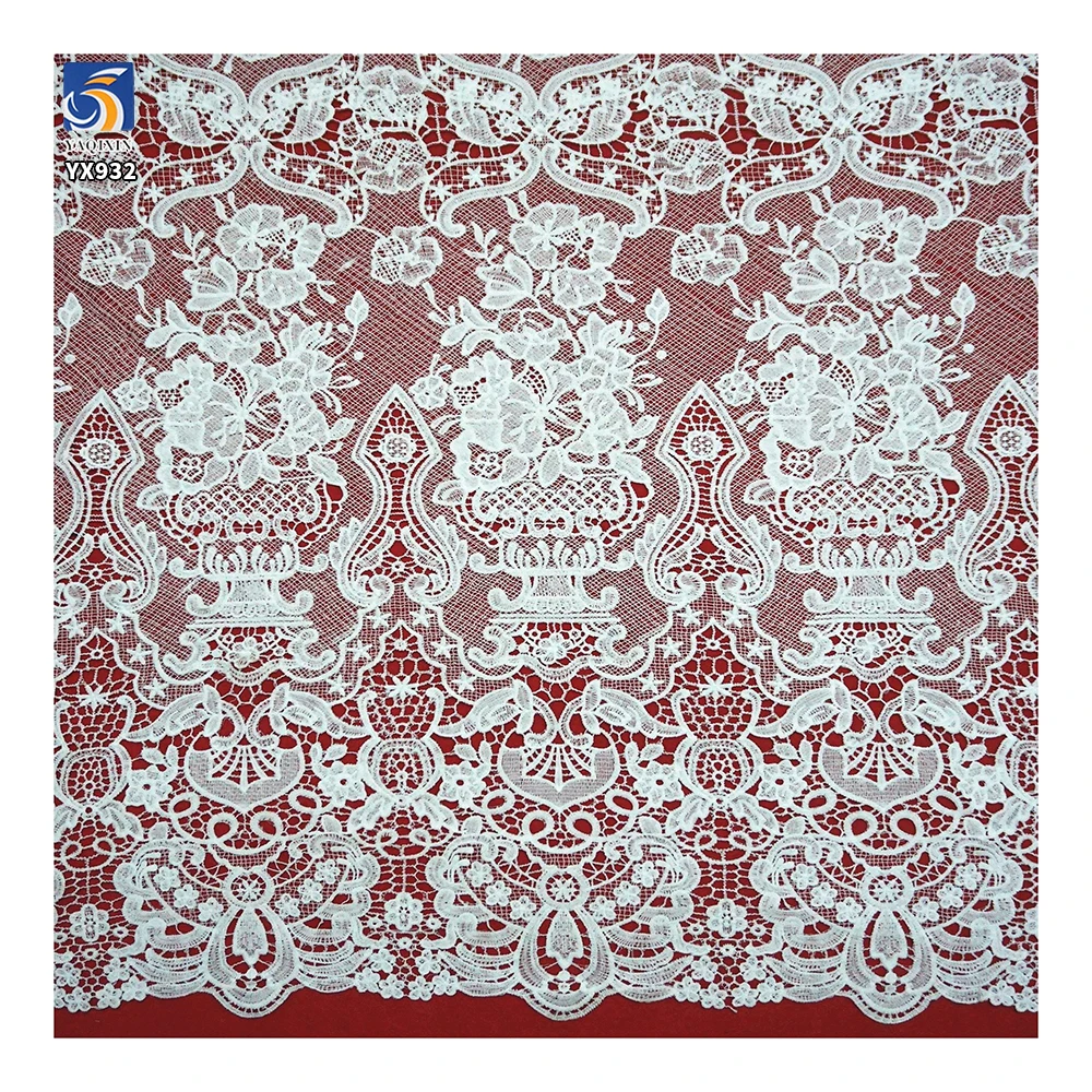 YX932 DIY Light Customization Pattern Water Soluble Lace Fabric Hollow Polyester Embroidery Milk Silk Lace Fabric - 图片 4