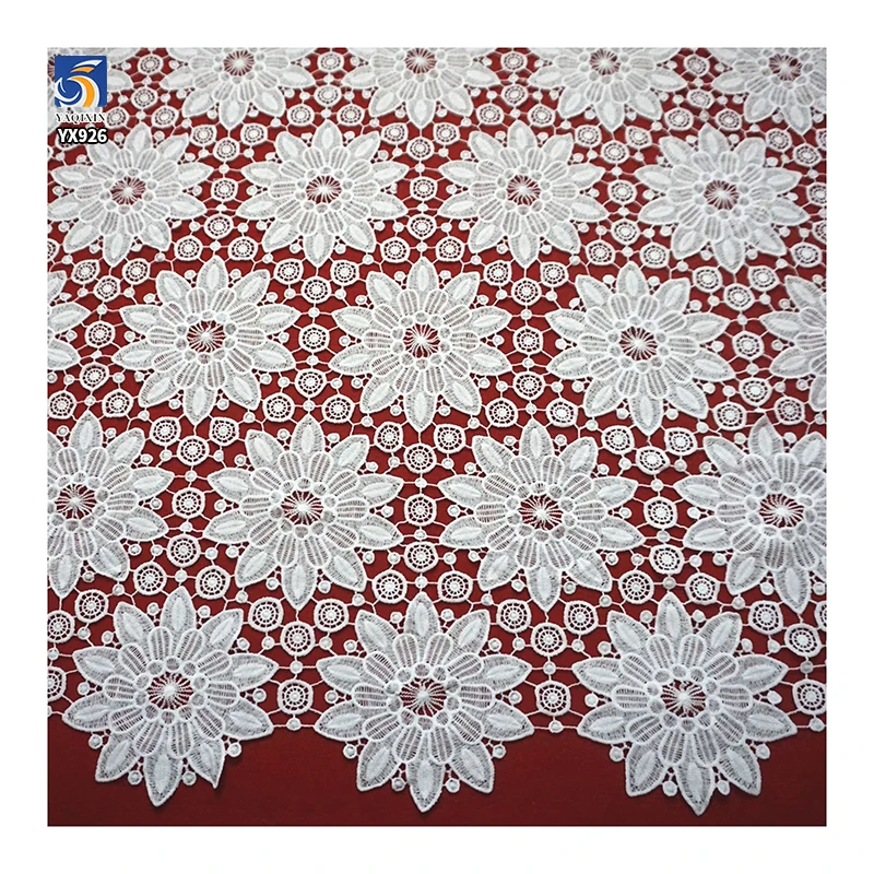 YX926 130gsm Purple Polyester Milk Silk Water-Soluble Embroidery Lace Fabric Flower Lace Fabrics for Woman Skirts - 图片 5