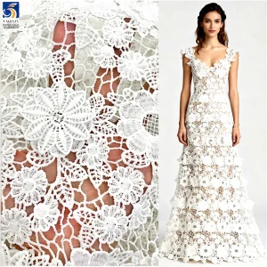 YX1163 2026 Water-Soluble Embroidered Flowers 5 Yards of 3D Lace Fabric White Nigerian Wedding Style African Laces Fabric
