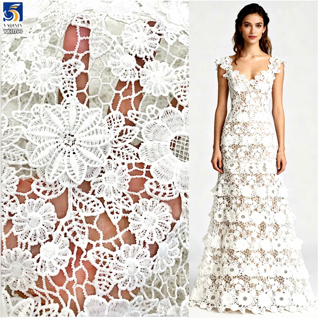 YX1163 2026 Water-Soluble Embroidered Flowers 5 Yards of 3D Lace Fabric White Nigerian Wedding Style African Laces Fabric