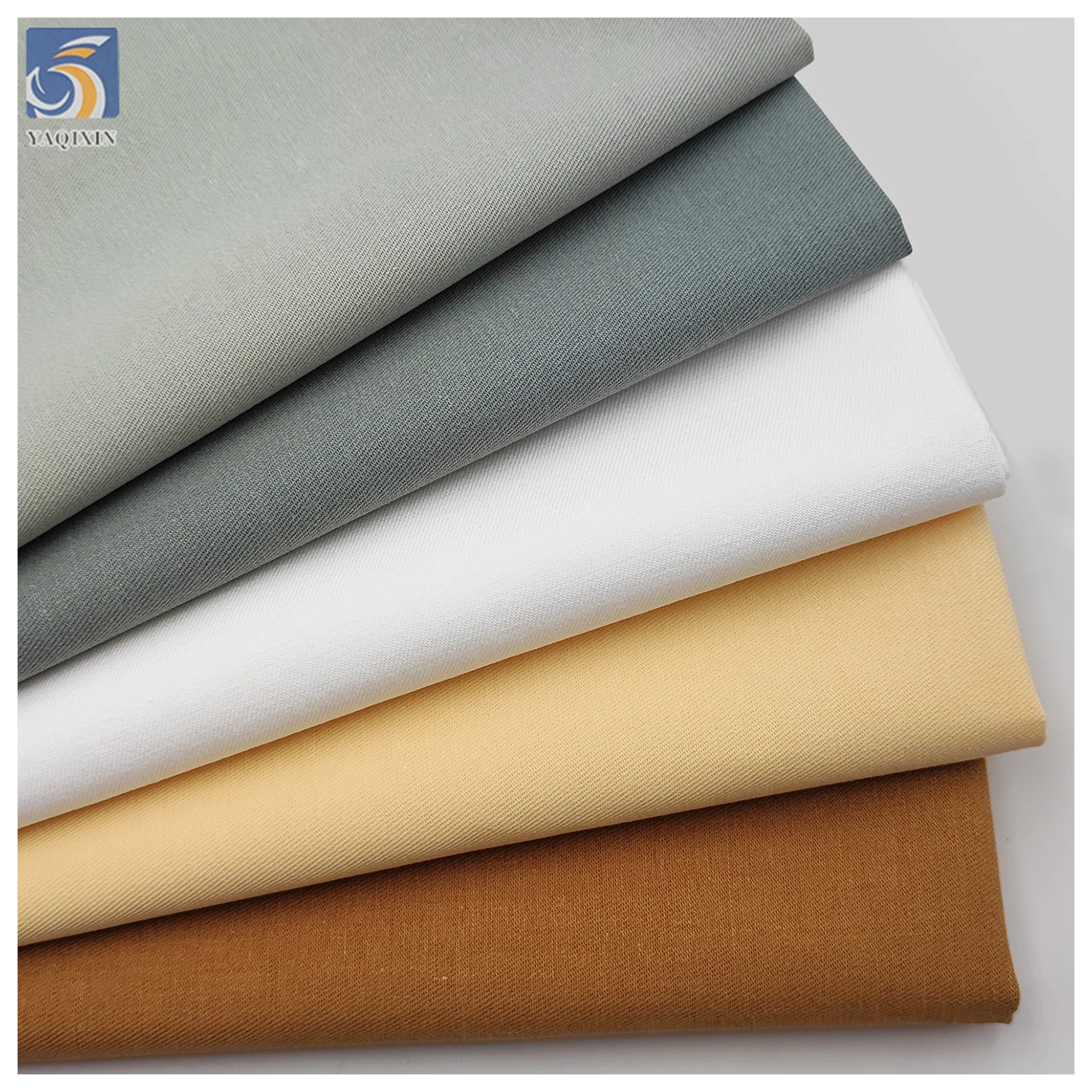 A2217 210gsm Wholesale Price Woven Washed Dyed 50% Cotton 50% Lyocell Twill Fabric Wide Leg Pants Fabric - 图片 4