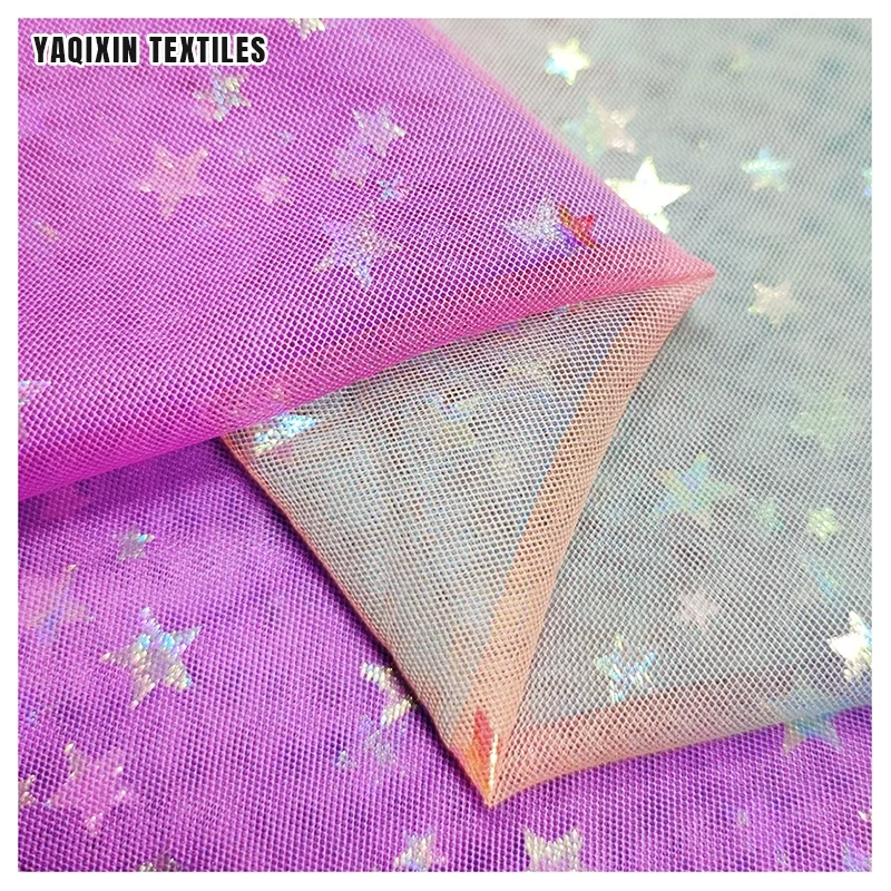 YX2174 United States Hot Selling Star Tulle Baby rainbow Mesh Lace Fabric Wedding Decoration - 图片 5