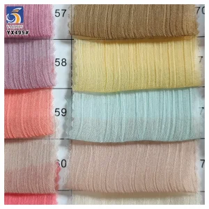 YX495 Arabic Headdress Scarf Silk Chiffon Wrinkle Fabric 42gsm White Polyester French Wrinkled Crepe Silk Chiffon Fabric