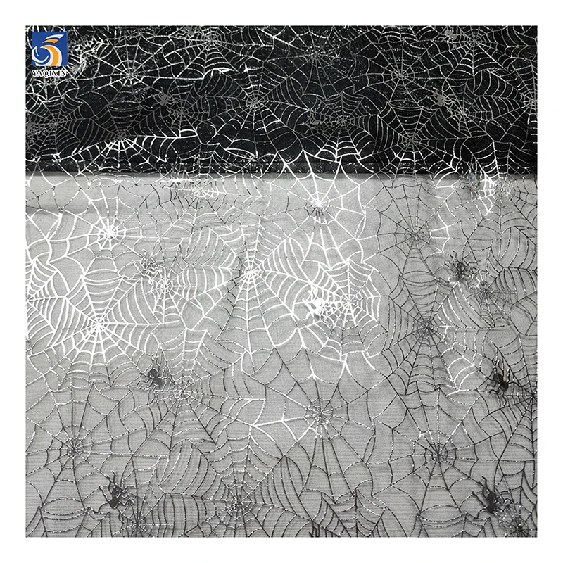 Halloween Cobweb Voile Fabric - Lightweight Sheer Cloth for Witch Cape, Party Backdrop & Craft Decor - 图片 4