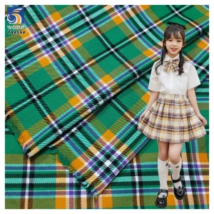 YX459 High Quality 210gsm Stretch Plaid African School Uniform Fabric Polyester Spandex Yarn Dyed Checked Fabric