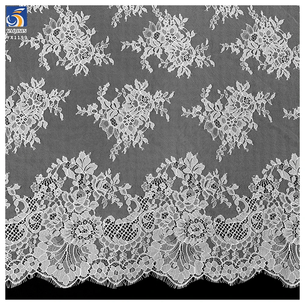 YX1199 New Design Elegant Lightweight White Tulle Lace Fabric 2026 Embroidered Polyester Eyelash Lace Fabric for Apparel - 图片 5