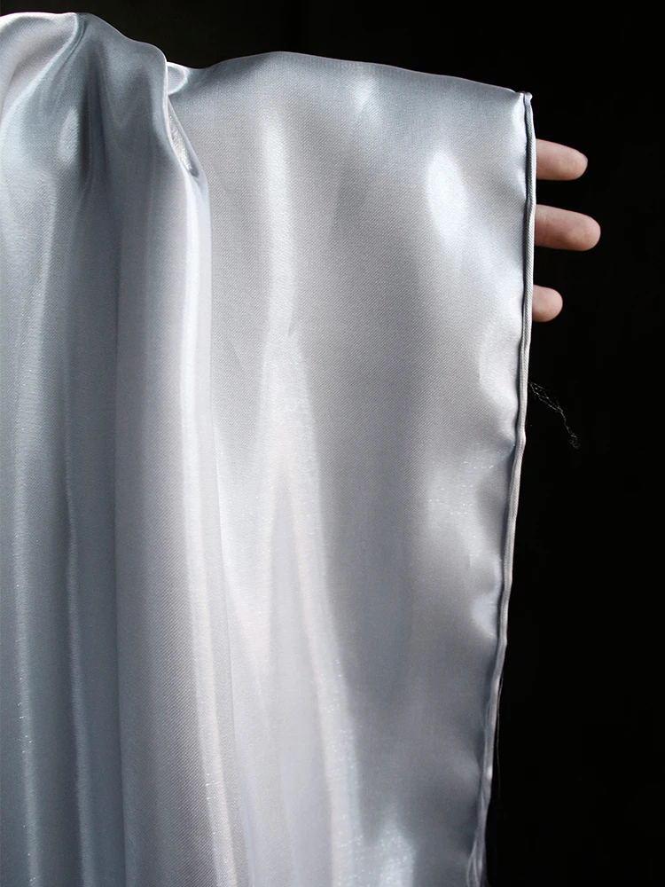 Metallic Reflective Silky 150gsm 100% Polyester High Water Glossy Liquid Black Satin Fabric Shiny Satin Organza Fabric - 图片 5
