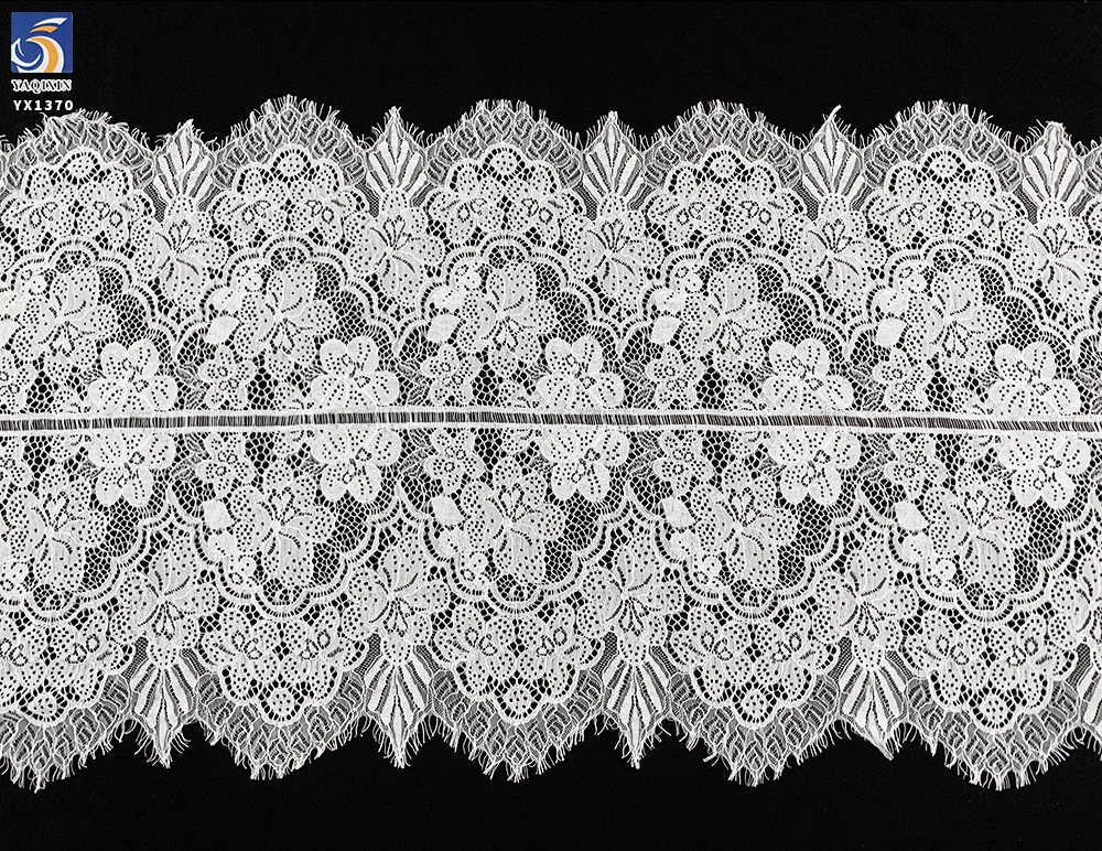 YX1370 60CM*300CM Cotton/Nylon Good Quality Large Flowers Woven Embroidery Eyelash Lace Fabric for 5 Pieces Clothing - 图片 3