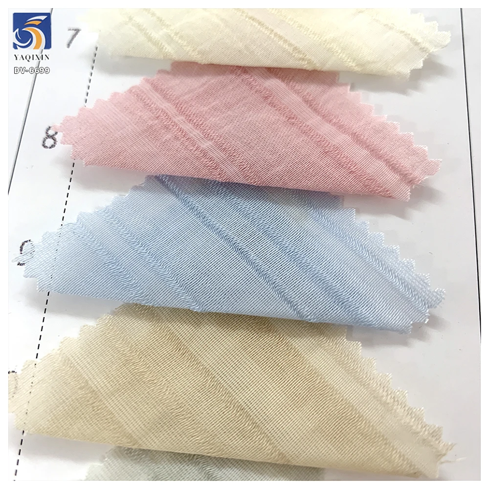 DV-6699 100g Light Pink Nylon Blend Breathable Soft Silky Lightweight Dress Vertical Stripe Fabric for Women's Summer Wear - 图片 6