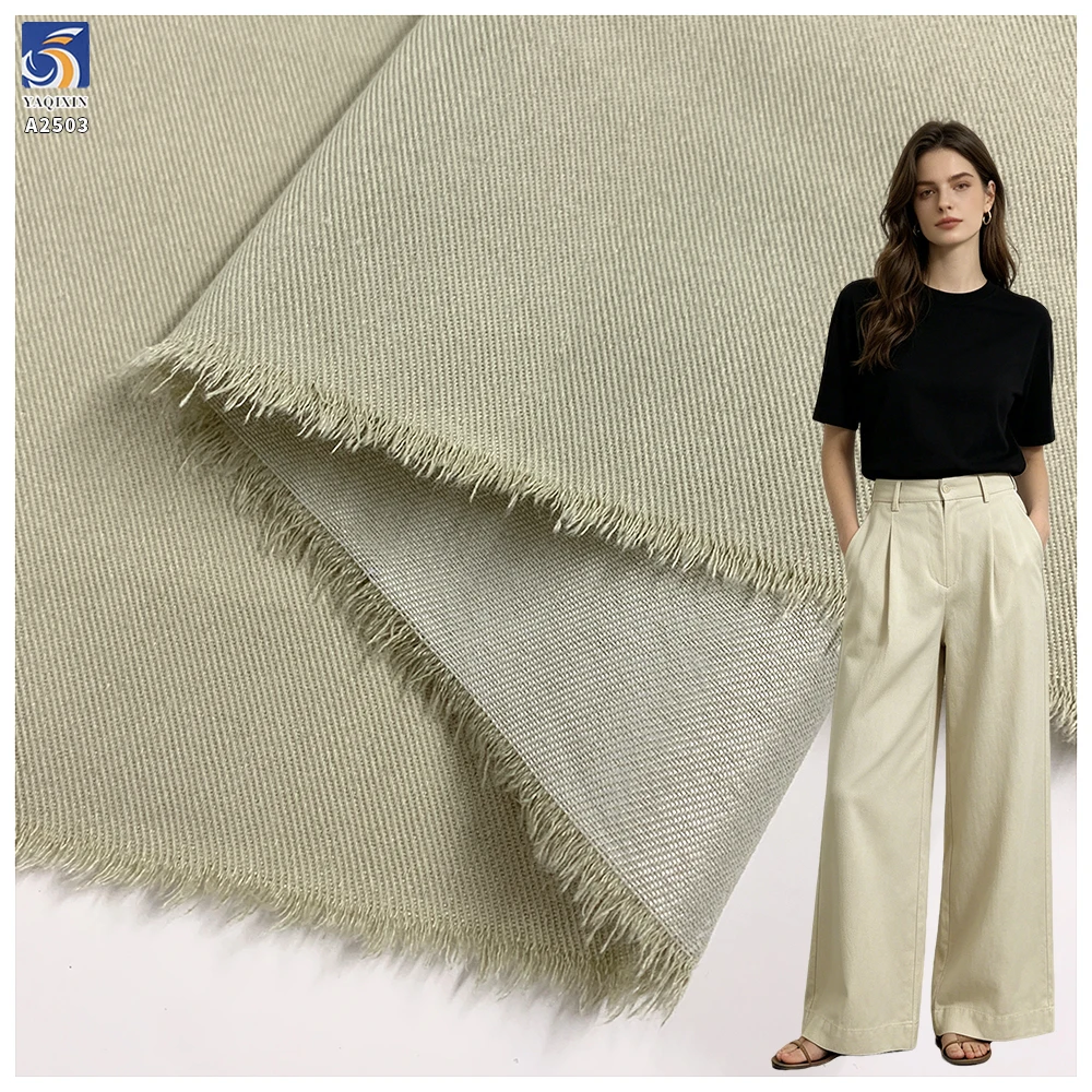 A2503 Wholesale 180gsm Wrinkle-Free Denim Look Fabric 150D Cotton Polyester Lyocell Blend 180cm Washed Trousers Textile