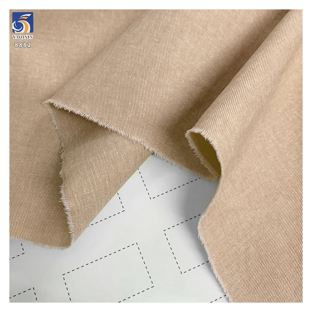 A8882 32*21 Smooth and Soft 210g Twill Light Khaki Fabric 100% Cotton Washed Twill Fabric for Men's Trousers and Casual Pants - 图片 5