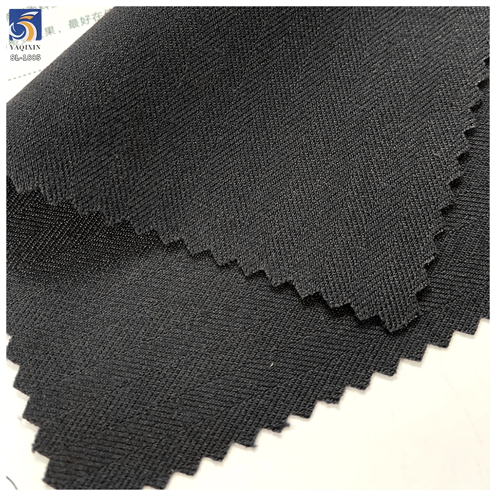 SL-1885 240gsm Black Premium Herringbone Poly Linen Stretch Suiting Fabric Comfort Fit for Men Business Suit OEM - 图片 2