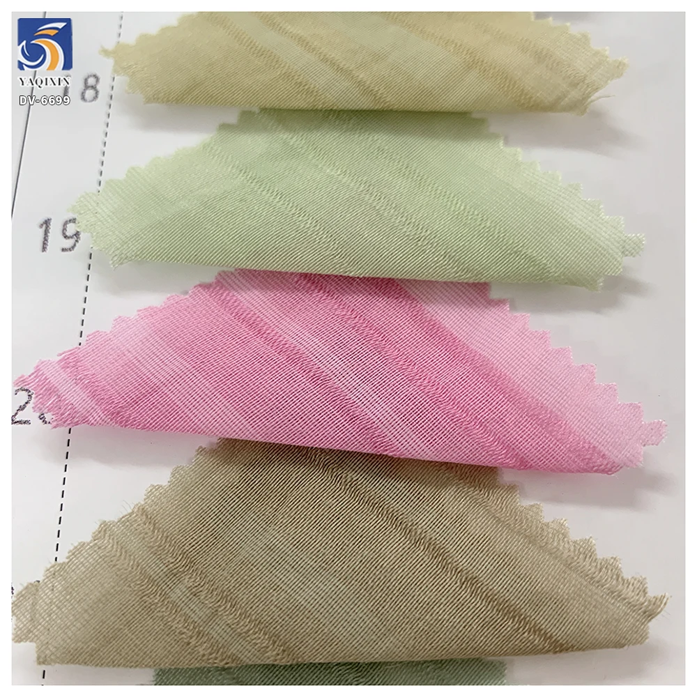 DV-6699 100g Light Pink Nylon Blend Breathable Soft Silky Lightweight Dress Vertical Stripe Fabric for Women's Summer Wear - 图片 5