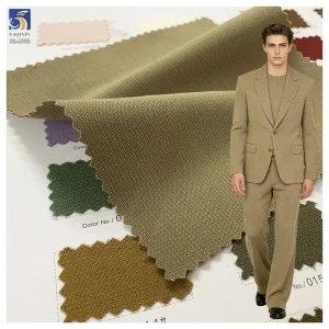 SL-1832 High Quality 250gsm TR Stretch Polyester Rayon Spandex Stretch Khaki Suiting Fabric Wrinkle Resistant for Mens Suit