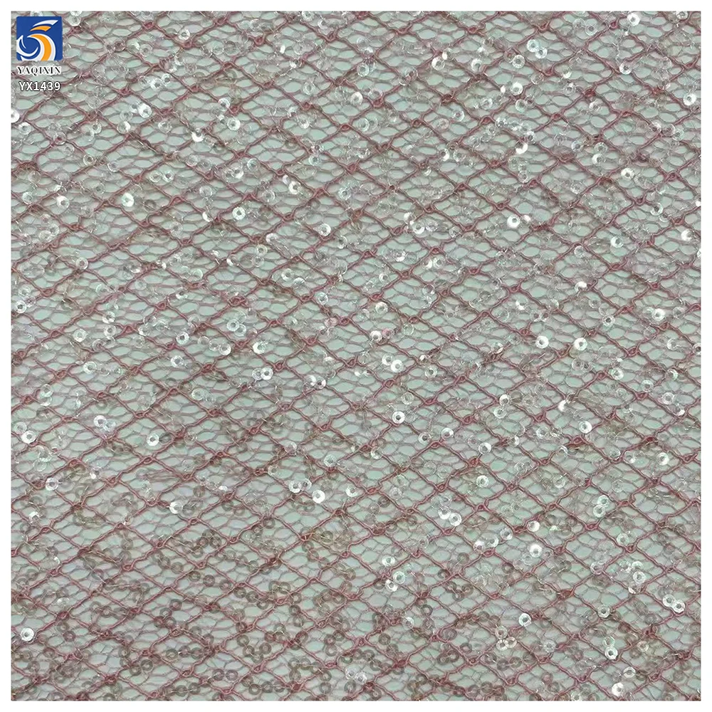 YX1439 300gsm Luxury 3mm Sequin Mesh Fabric Golden Glitter Net Tulle for Bridal Evening Dress Party Wear Fashion Apparel - 图片 3