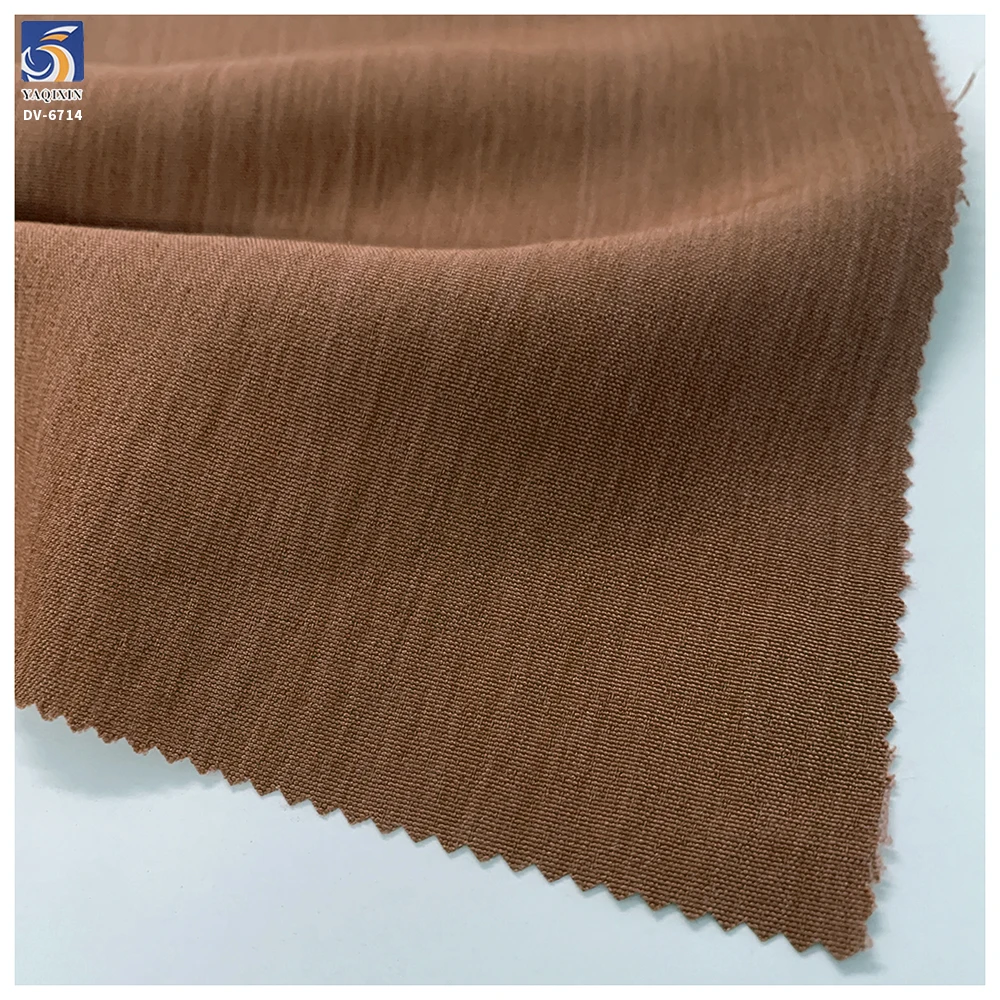 DV-6714 Cheap Wholesale 135g Brown Fashion 70% Polyester 30% Nylon Micro Crinkle Chiffon Fabric Airy for Womens Blouse RTS - 图片 2