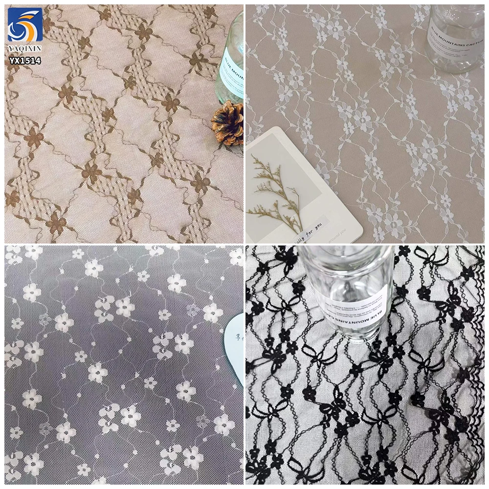 YX1514 2026 New 100gsm 92 Nylon 8 Spandex Chantilly Stretch Lace Fabric Floral Jacquard Mesh Lace for Dress Garment - 图片 4