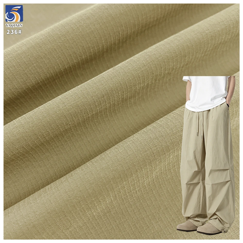 Y-236 115g China Supplier Material 100% Polyester 6x2mm Stripe Jacquard Cotton Feel Fabric 150cm for Men's Casual Pants