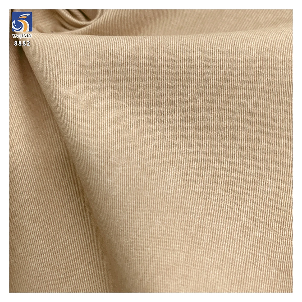A8882 32*21 Smooth and Soft 210g Twill Light Khaki Fabric 100% Cotton Washed Twill Fabric for Men's Trousers and Casual Pants - 图片 2