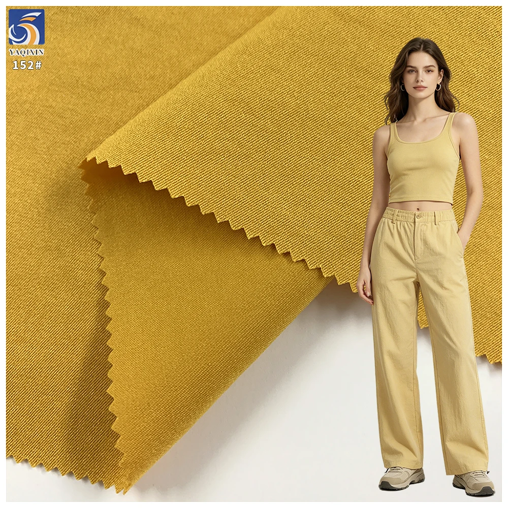 Y-152 Low MOQ 165g Cotton Like 100% Polyester Sand Washed Mustard Fine Mini Twill Fabric 150cm for Womens Apparel
