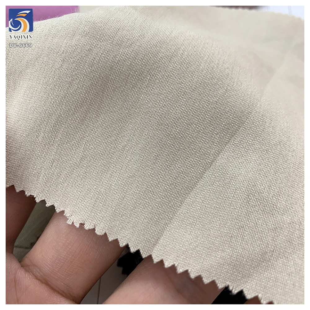 DV-6669 New Light Khaki Neutral Color 70% Rayon 30% Polyester Woven Blend Clothing Woman's Suiting Fabric From China - 图片 2