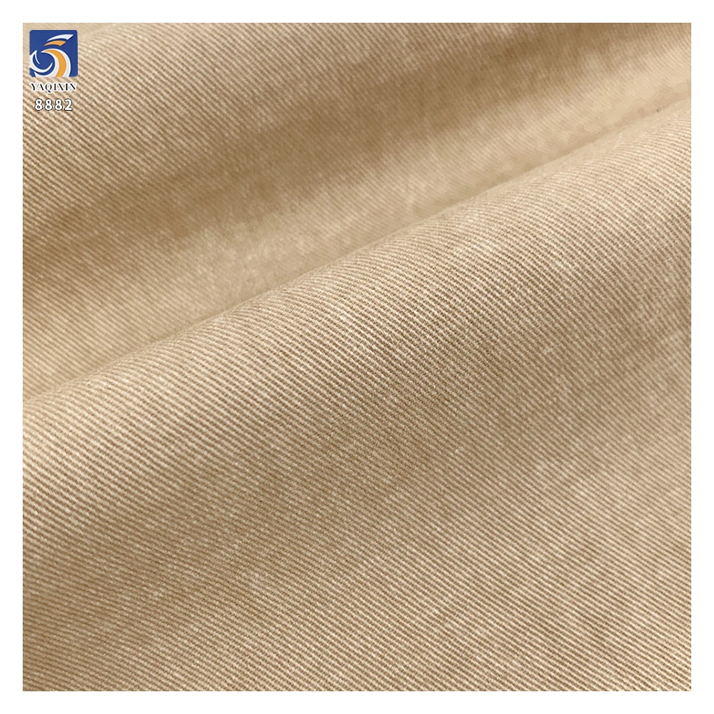 A8882 32*21 Smooth and Soft 210g Twill Light Khaki Fabric 100% Cotton Washed Twill Fabric for Men's Trousers and Casual Pants - 图片 3