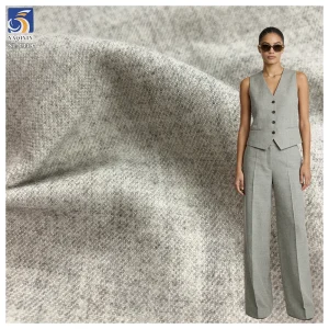 SL1319 280g Wholesale 65% Cotton 30% Polyester 5% Spandex Gray Brushed Stretch Suit Fabric Woman Suit Pant Stretch Fabric