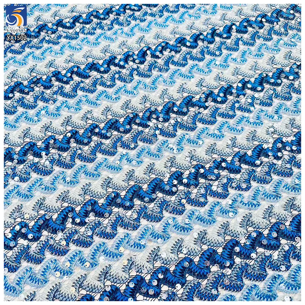 YX1502 270gsm Yarn Dyed Knitted Jacquard Sequin Fabric Boho Ethnic Openwork Mesh Fabric for Swimwear Cover up Women Blouse - 图片 5