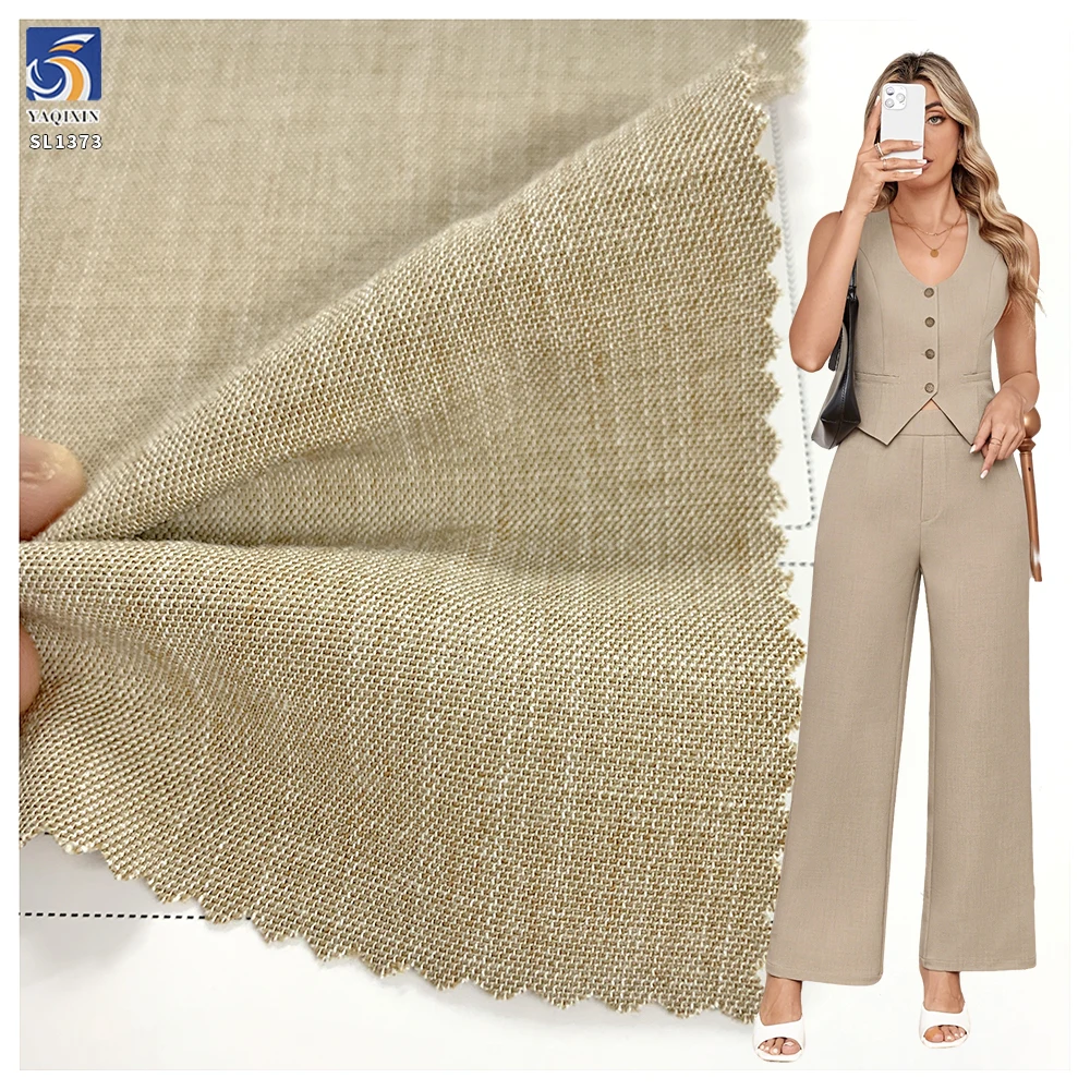 SL1373 220gsm Top Quality 45% Cellulose 50% Polyester 5% Spandex Blend Stretch Fabric Khaki Stretch Suit Pants Fabrics