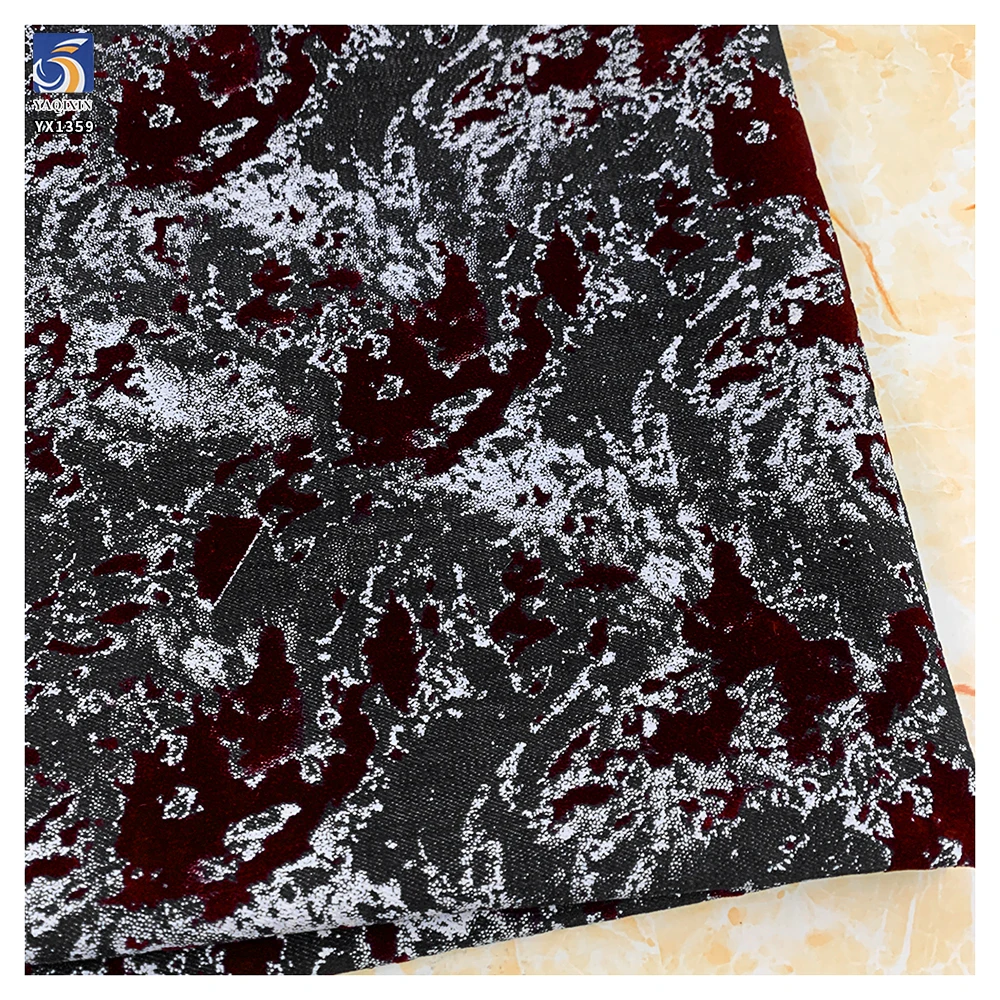 YX1359 High Quality Brands Custom 10oz 400gsm Flocked Denim Fabric Burgundy Polyester Stretch Flock Denim Fabric for Jackets - 图片 4
