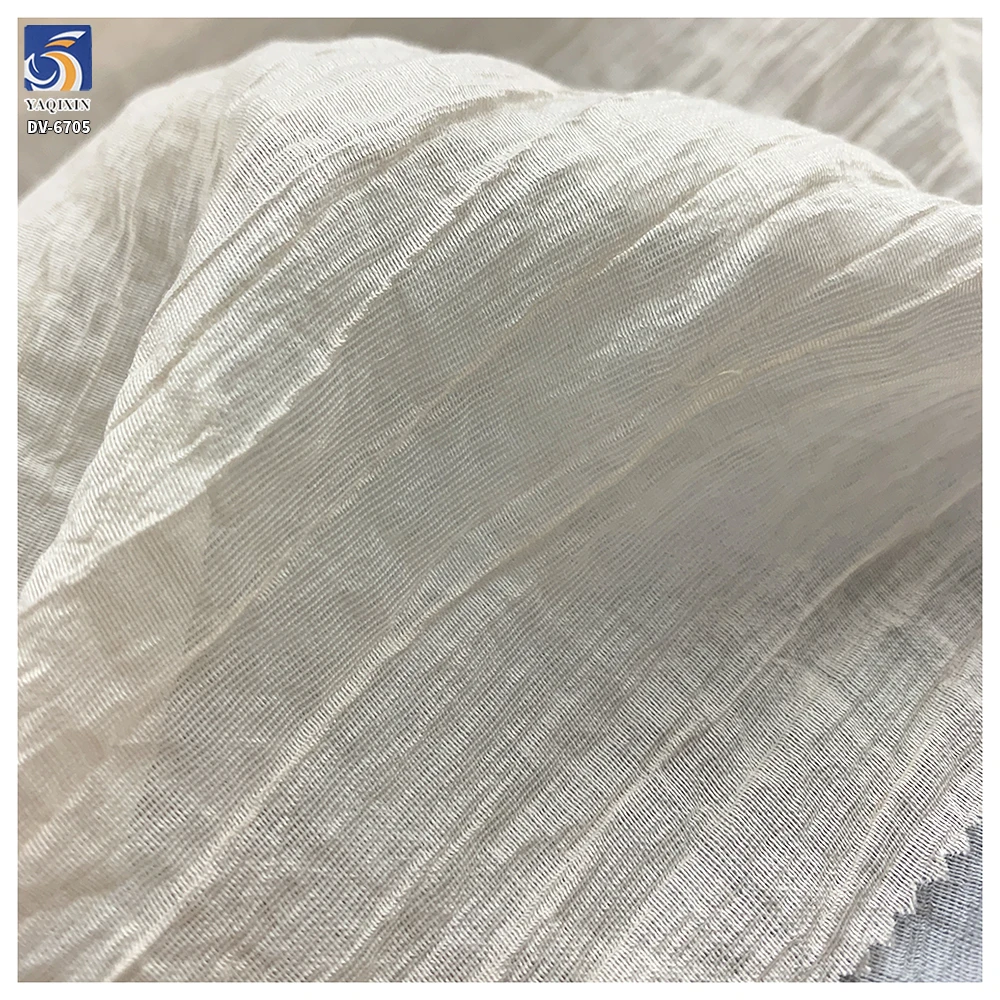 DV-6705 65gsm Lightweight 2026 Lyocell Nylon Crinkle Chiffon Fabric Soft Drape Non-Transparent Dress Blouse Wrinkled Fabric - 图片 4