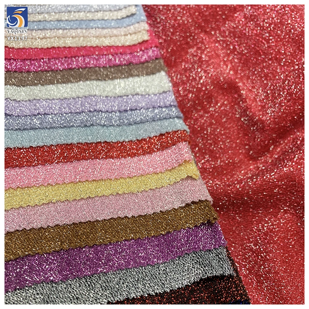 YX1397 Wholesale 170gsm 70% Polyester 25% Lurex 5% Spandex Shiny Cable Knit Stretch Fabric 160cm for Ladies Top Dress Apparel - 图片 3