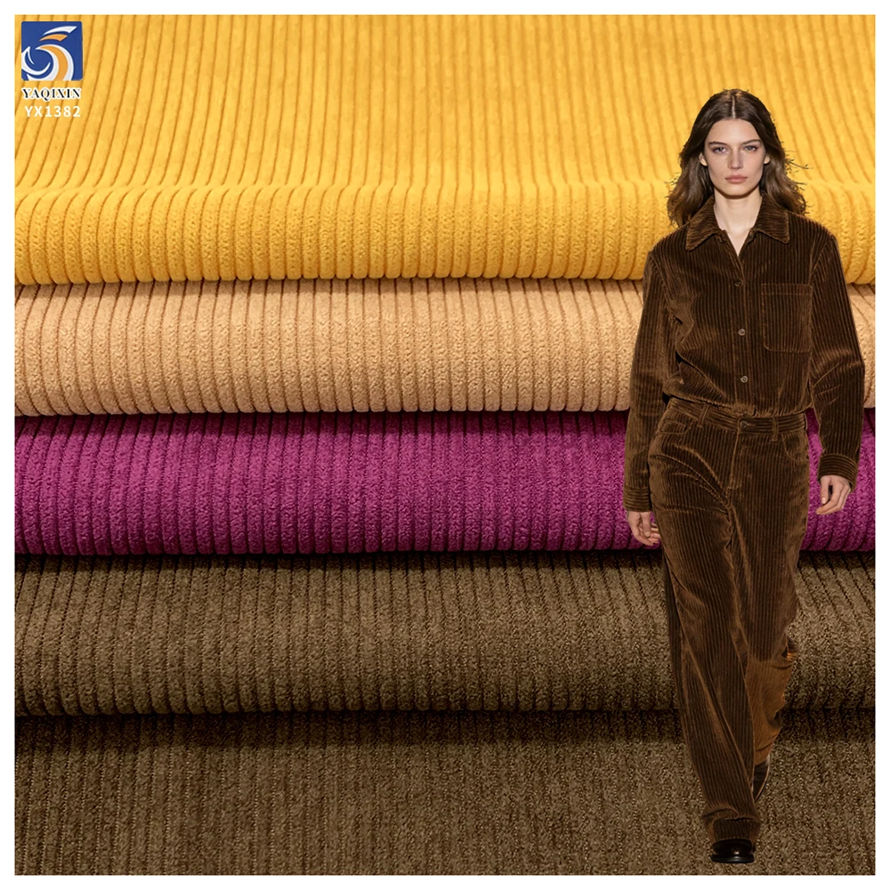 YX1382 145CM 190gsm Top Quality 8 Wale Polyester Corduroy Fabric for Orange Jackets Corduroy Fabric by the Yard