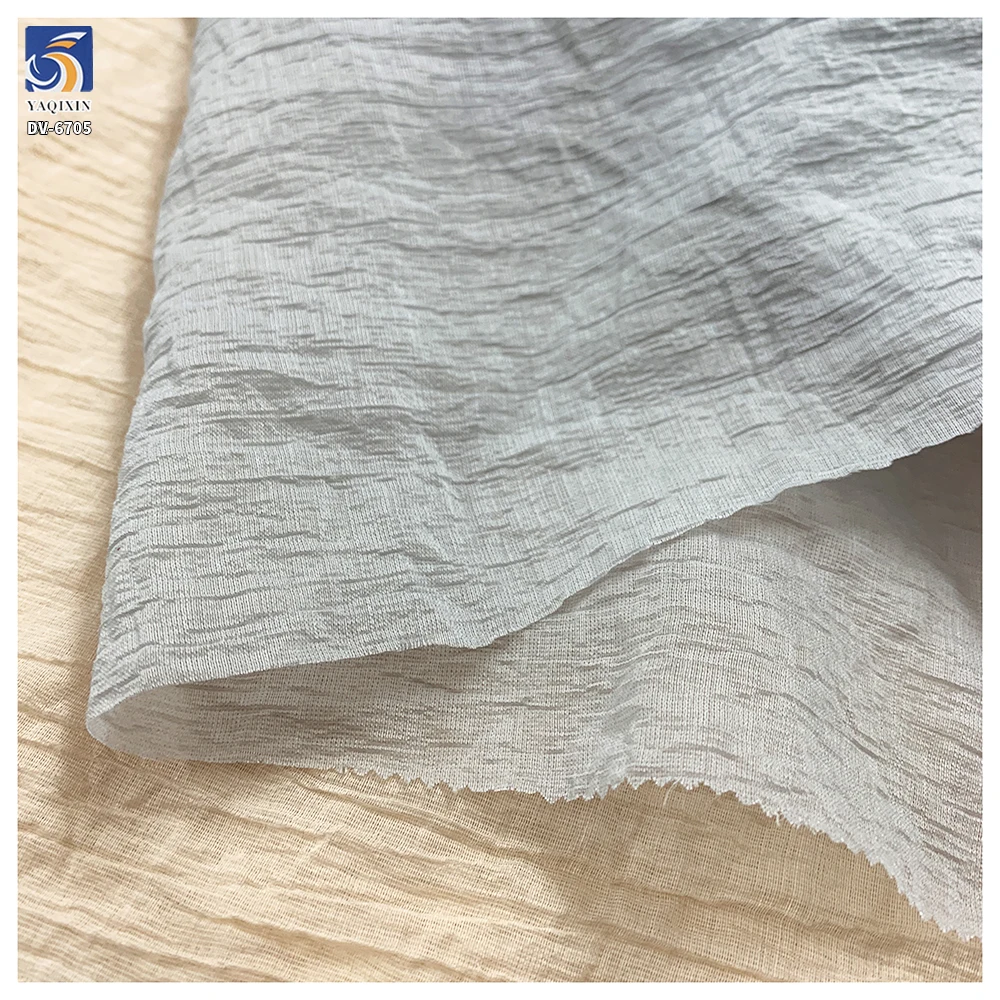 DV-6705 65gsm Lightweight 2026 Lyocell Nylon Crinkle Chiffon Fabric Soft Drape Non-Transparent Dress Blouse Wrinkled Fabric - 图片 5