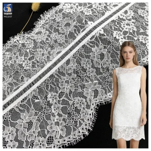 YX1357 26CM*150CM Eyelash Lace Fabric for Dress Trimmings Garments Custom Dyed Design Embroidered Eyelash Lace Fabrics