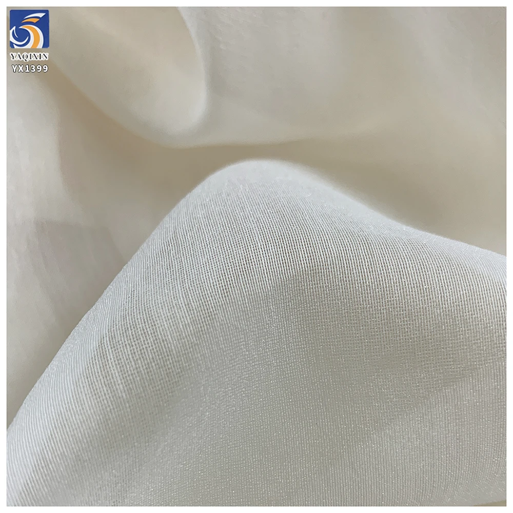 YX1399 60gsm Lightweight Beige Soft Touch Sheer Organza Fabric for Bridal Dress, Puff Sleeves and Women Fashion Apparel - 图片 4