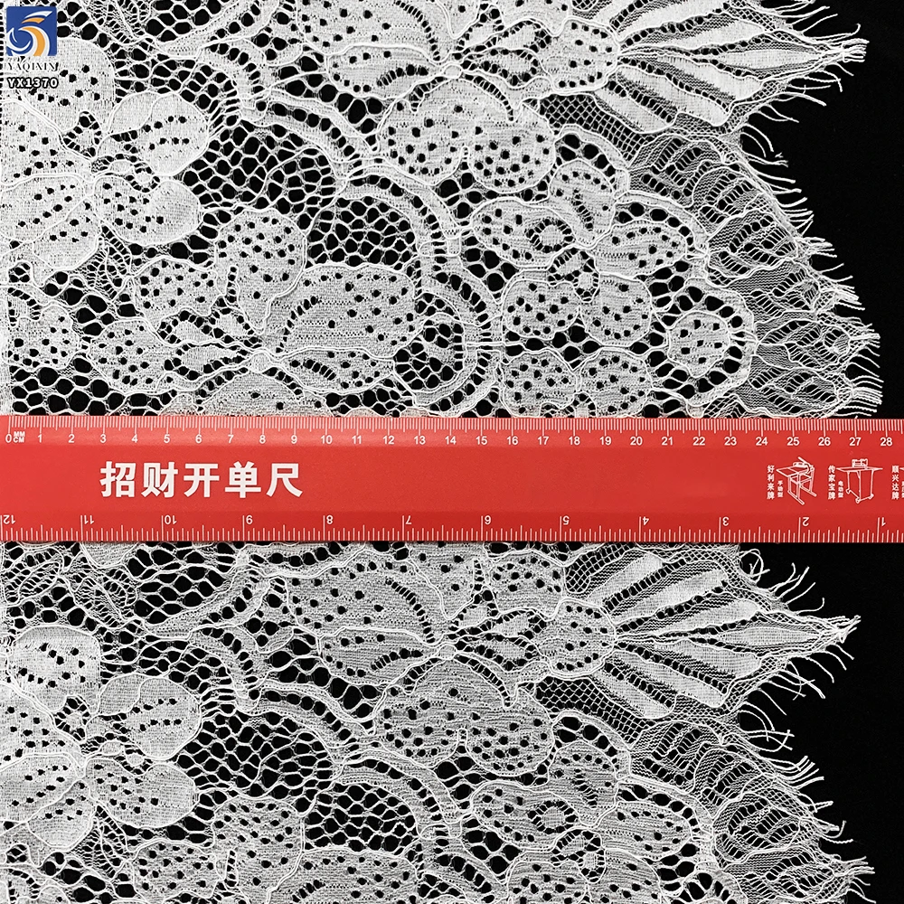 YX1370 60CM*300CM Cotton/Nylon Good Quality Large Flowers Woven Embroidery Eyelash Lace Fabric for 5 Pieces Clothing - 图片 4
