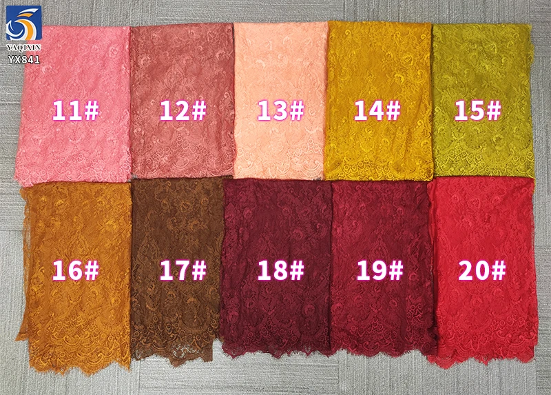 YX841-1 150CM*300CM 100 Polyester China Cheap Prices Embroidery Eyelash Lace Fabric for Dresses and Clothing - 图片 2