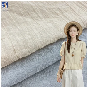 DV-6705 65gsm Lightweight 2026 Lyocell Nylon Crinkle Chiffon Fabric Soft Drape Non-Transparent Dress Blouse Wrinkled Fabric