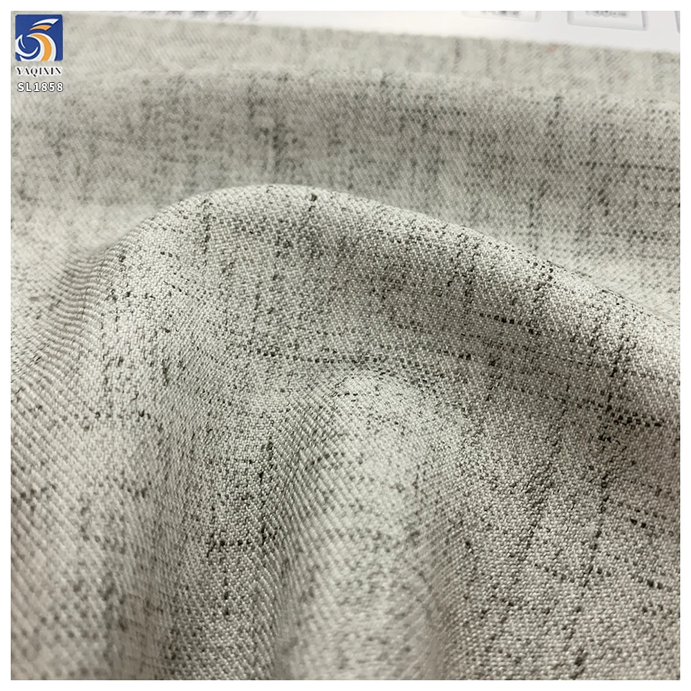 SL1858 240g Blend Material 87% Polyester 7% Linen 6% Spandex Gray Fashionable Stretch Slub Linen Fabric for Suiting - 图片 3