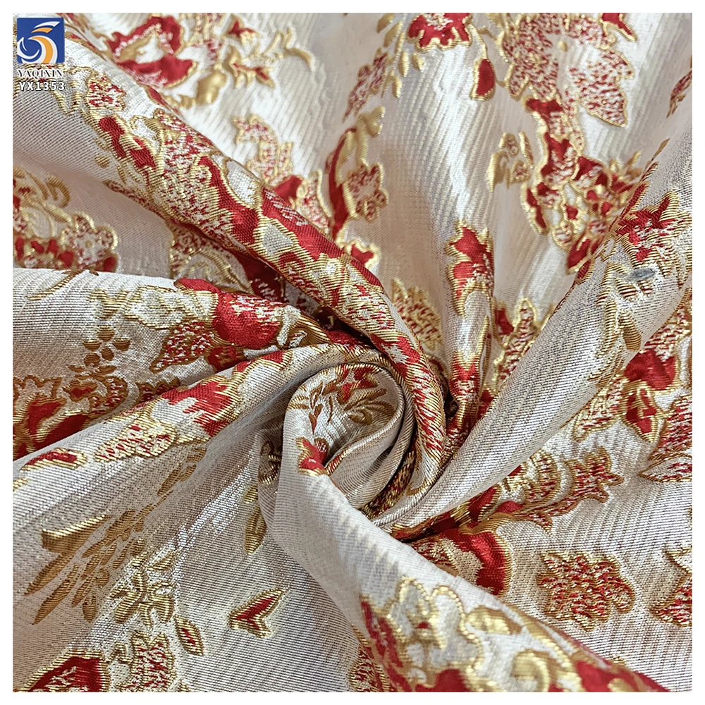 YX1353 China Supplier Custom Golden 3D Embossed Lurex Brocade Fabric for Women Dress Luxurious Brocade Fabrics Textile - 图片 4