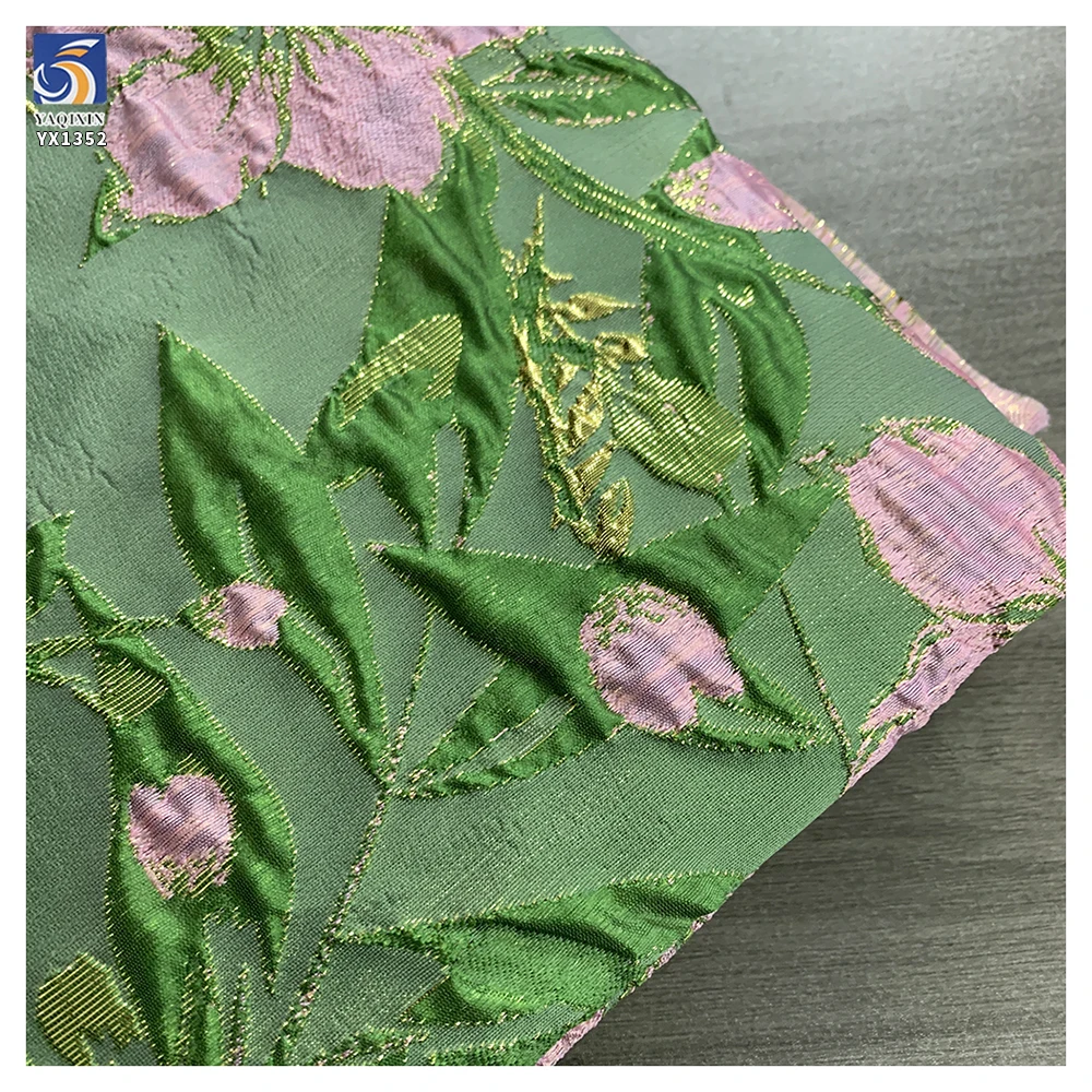 YX1352 Hot Large Flowers Design Pink Brocade Fabric Embossed Chinese Brocade Fabric for Home Textiles Clothing - 图片 4