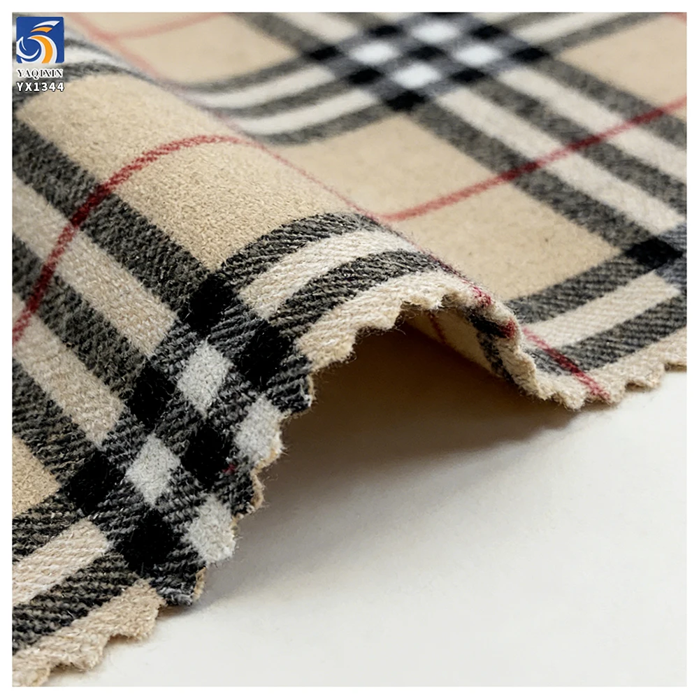 YX1344 New 2026 Classic Khaki Soft Cotton Plaid Skirt Fabric 100% Cotton Soft Yarn Dyed Plaid Brushed Fabric for Shirt - 图片 4