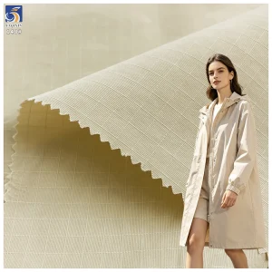 Y-148 135g OEM Factory Taslon 100% Nylon Water Resistant 0.5cm Grid Water-Repellent Fabric for Jacket Coat Apparel