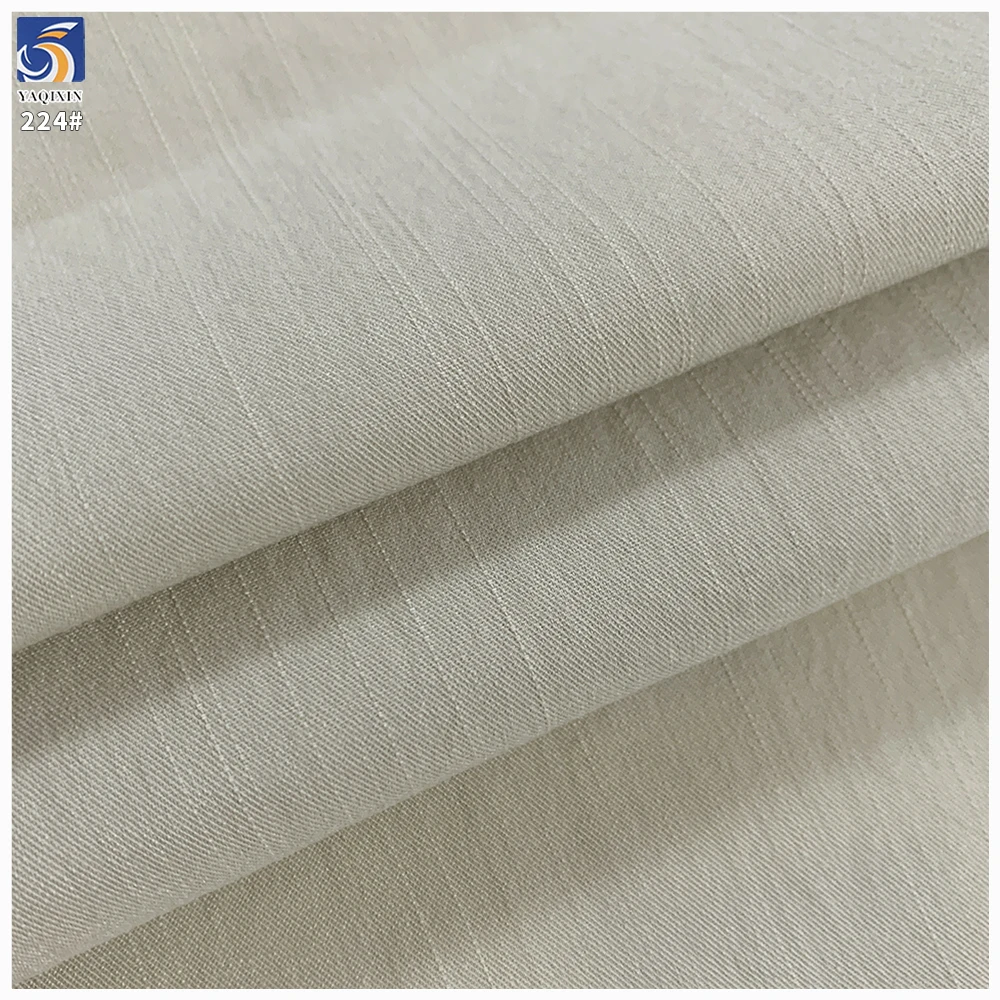 Y-224 High Quality 200g Cream Medium Weight Anti-Wrinkle 100% Polyester Slub Twill 2 Way Stretch Fabric 160cm for Casual Pant - 图片 5